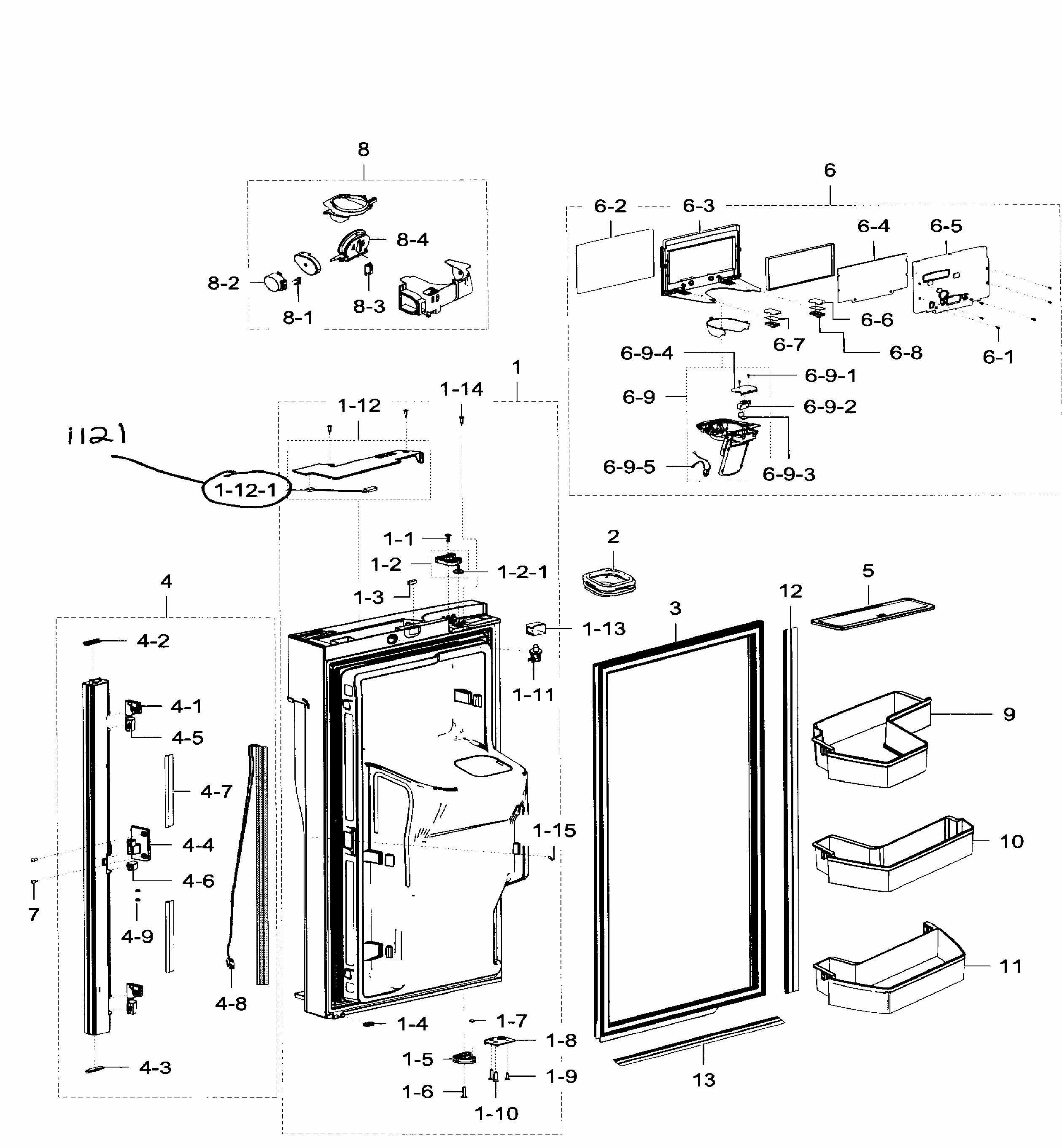 Fridge Door Lt Diagram and Parts List for RF32FMQDBSR AA-0005 Samsung Refrigerator