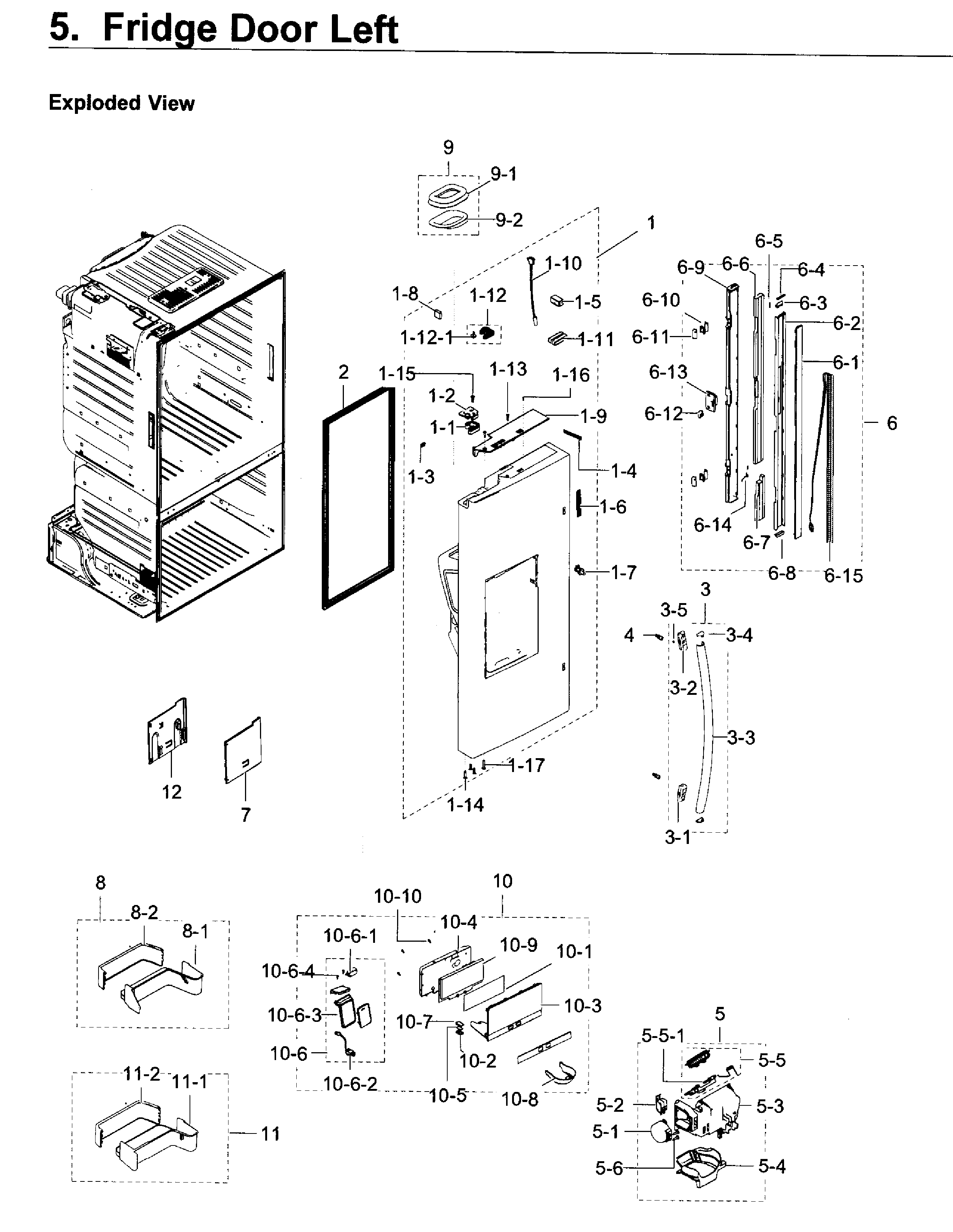 Fridge Door L Diagram and Parts List for RF23HTEDBSR AA-0009 Samsung Refrigerator