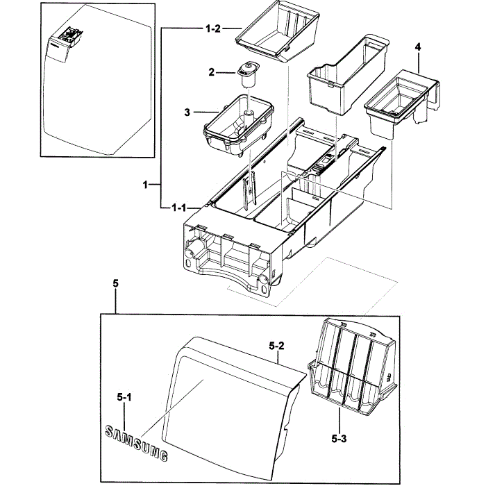Drawer 2 Diagram and Parts List for WF431ABW XAA-00 Samsung Washer