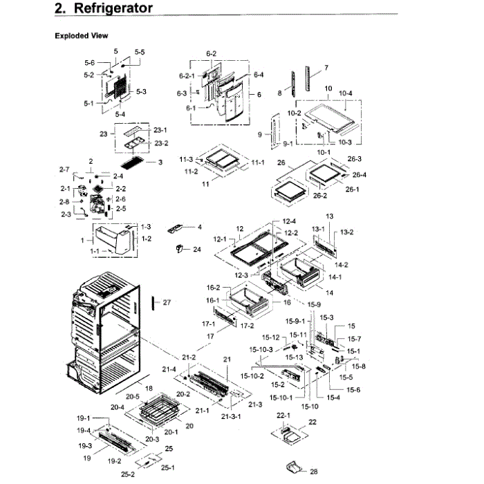 Refrigerator Diagram and Parts List for RF28JBEDBSR AA-02 Samsung Refrigerator