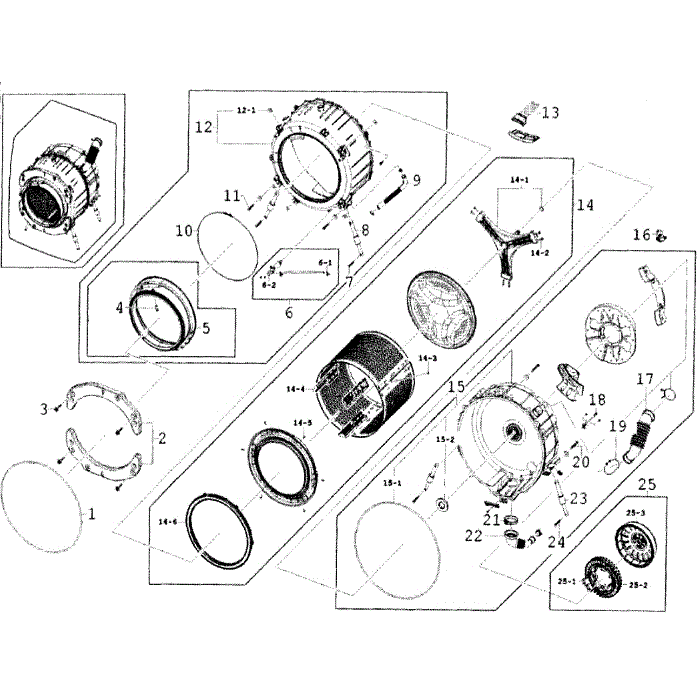 Drum Diagram and Parts List for WF350ANR XAA-00 Samsung Washer