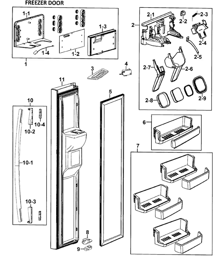 Left Door Diagram and Parts List for RS275ACWP XAA-0000 Samsung Refrigerator