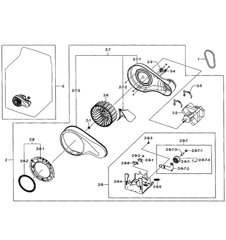 Motor Assy Diagram and Parts List for DV484GTHASU A1-0001 Samsung Dryer