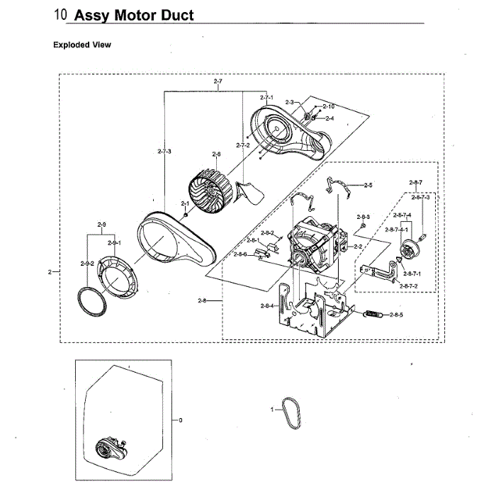Motor Duct Diagram and Parts List for DVE60M9900W A3-00 Samsung Dryer