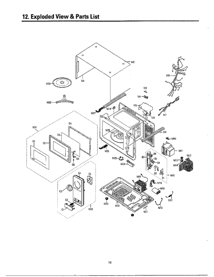 Parts List Diagram and Parts List for MW3050W XAA Samsung Microwave