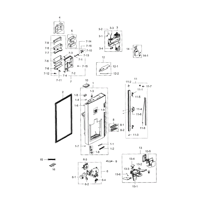 Door L-Refrigerator Diagram and Parts List for RF34H9960S4 AA-00 Samsung Refrigerator