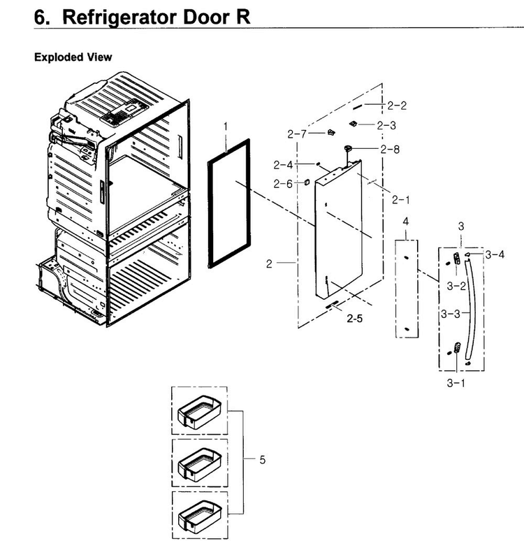 Fridge Door R Diagram and Parts List for RF4267HARS XAA-0003 Samsung Refrigerator