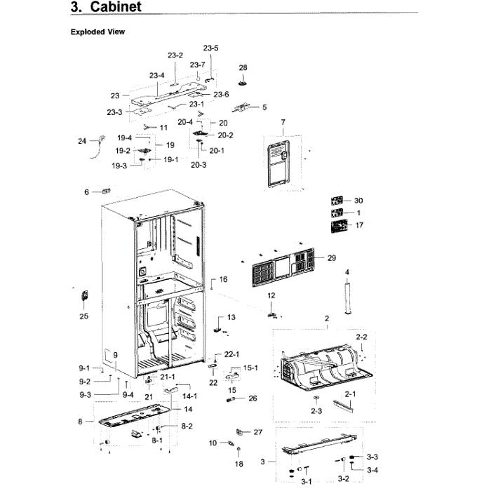 Cabinet Diagram and Parts List for RF22K9581SR AA-02 Samsung Refrigerator