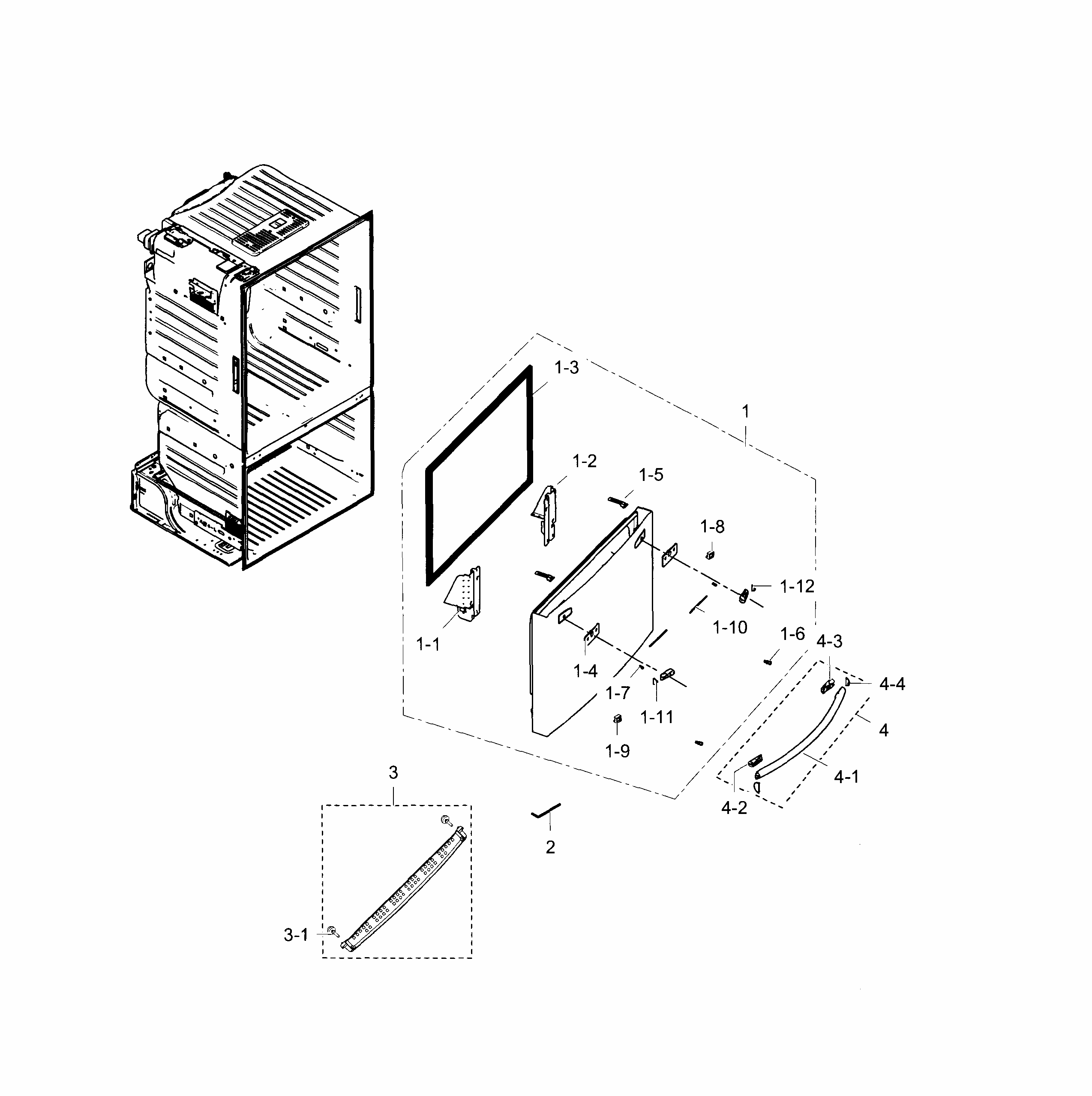 Freezer Door Diagram and Parts List for RF28HFEDBWW AA-0003 Samsung Refrigerator