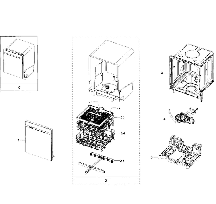 Main Assy Diagram and Parts List for DW80H9970US AA-0000 Samsung Dishwasher