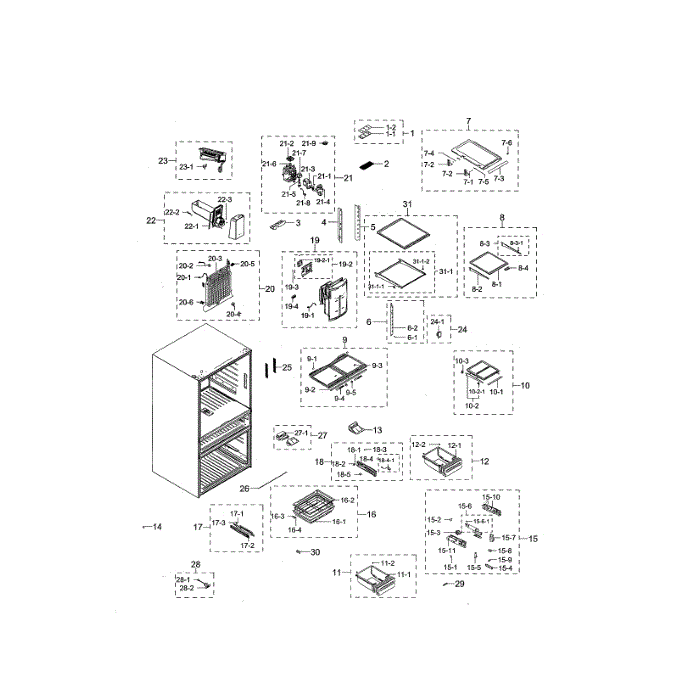Refrigerator Diagram and Parts List for RF28HMEDBSG AA-02 Samsung Refrigerator