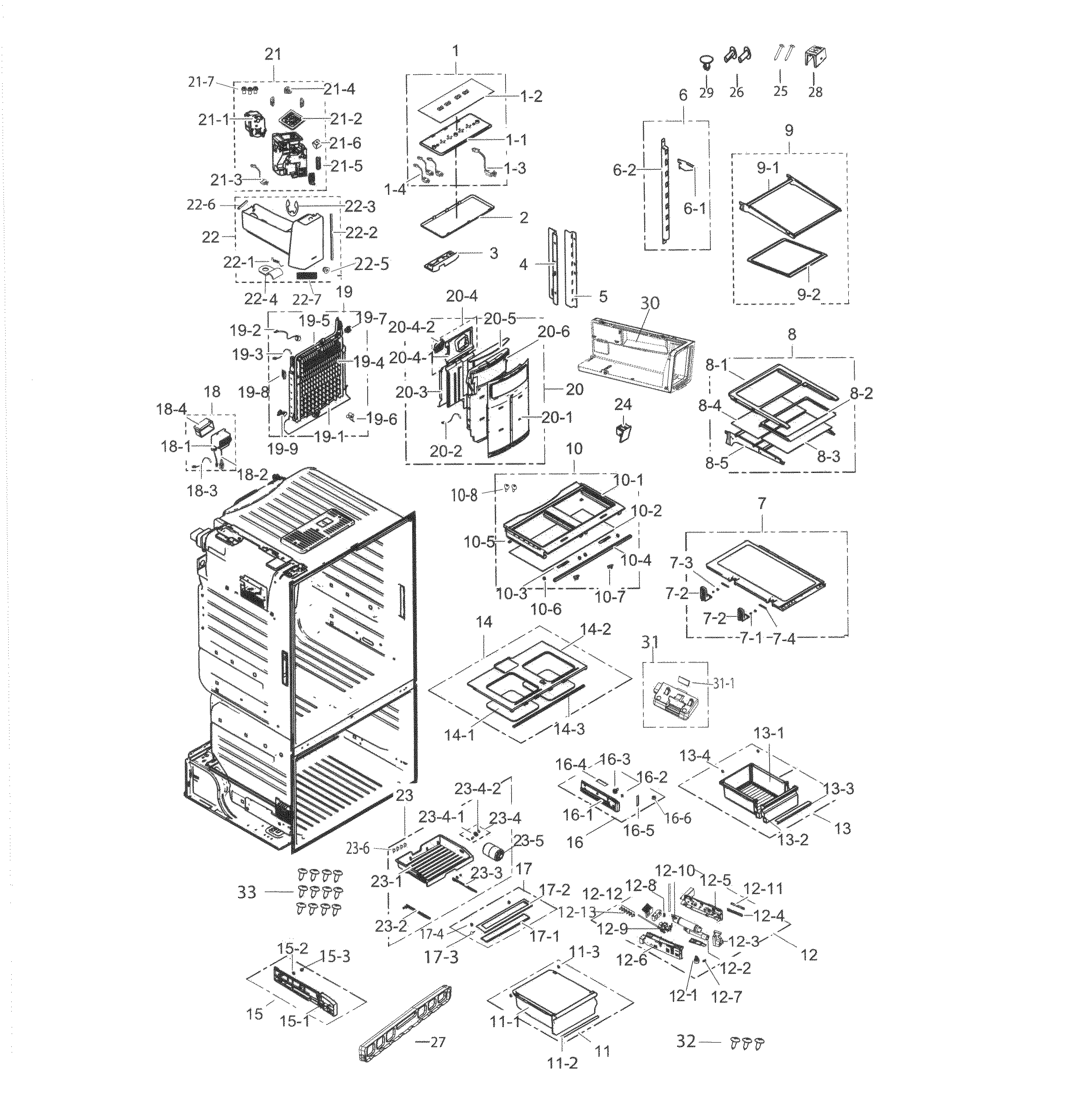 Fridge Diagram and Parts List for RF263BEAESP AA-0003 Samsung Refrigerator