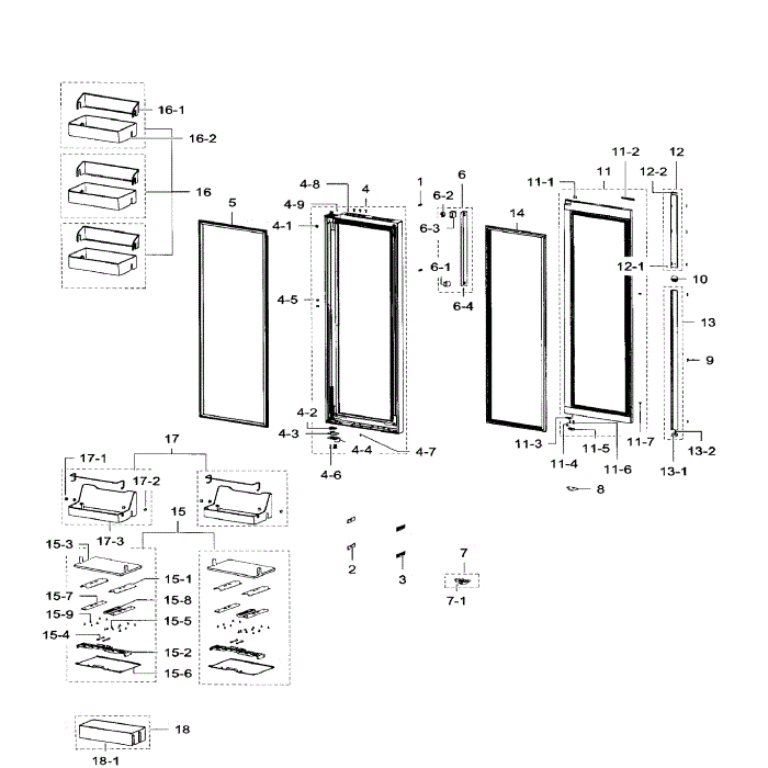 Right Door Diagram and Parts List for RH29H9000SR AA-01 Samsung Refrigerator