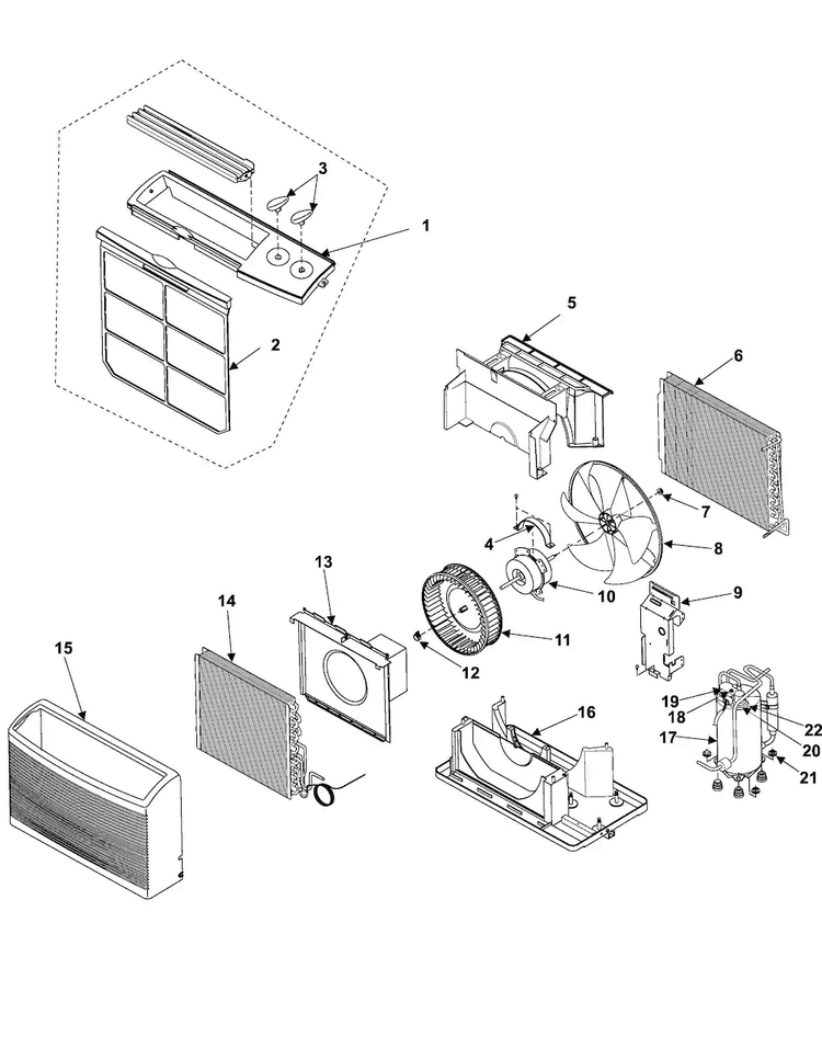 Chassis Assembly Diagram and Parts List for AW05280K XAA Samsung Air Conditioner