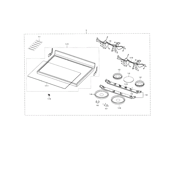 Cooktop Diagram and Parts List for FE710DRS XAA-02 Samsung Range