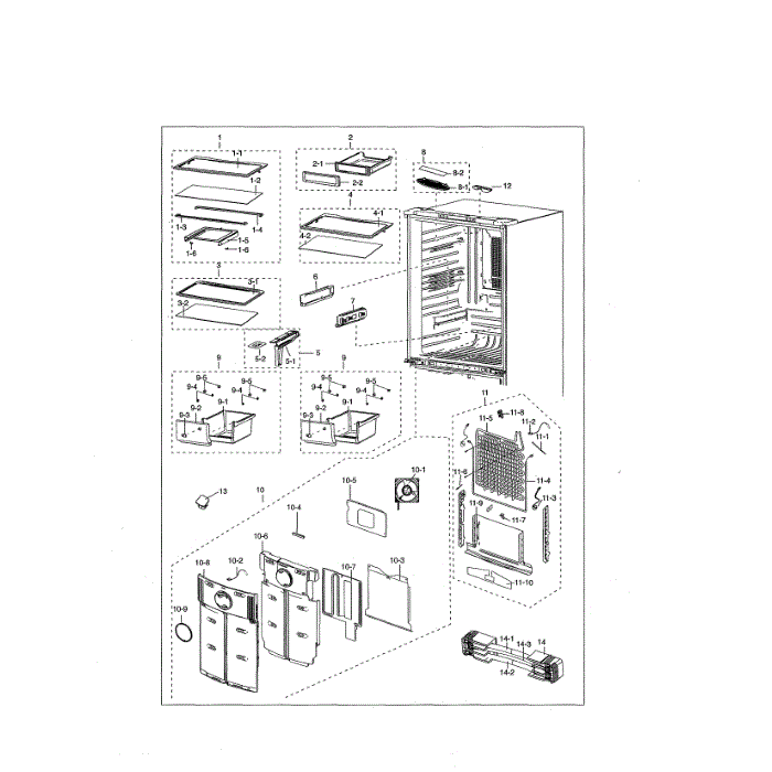 Fridge Diagram and Parts List for RF20HFENBSG US-00 Samsung Refrigerator