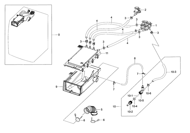 Housing-drawer Diagram and Parts List for WF435ATGJRA A2-0000 Samsung Washer