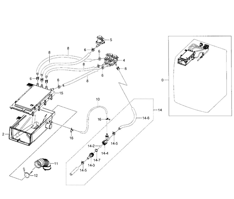 Housing Drawer Diagram and Parts List for WF520ABP XAA-0002 Samsung Washer
