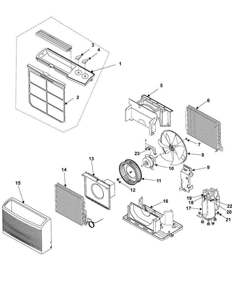 Chassis Assembly Diagram and Parts List for AW0529 XAA Samsung Air Conditioner