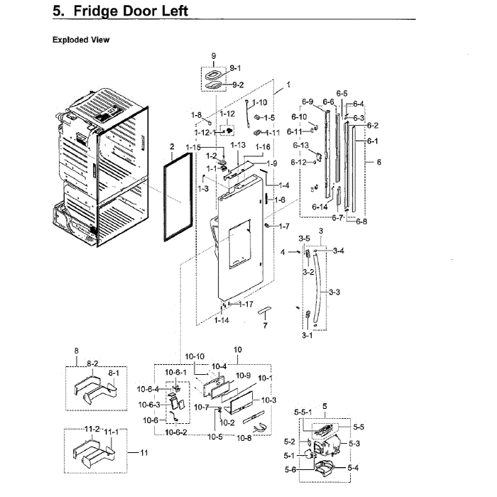 Fridge Door Lt Diagram and Parts List for RF23HCEDBWW AA-13 Samsung Refrigerator