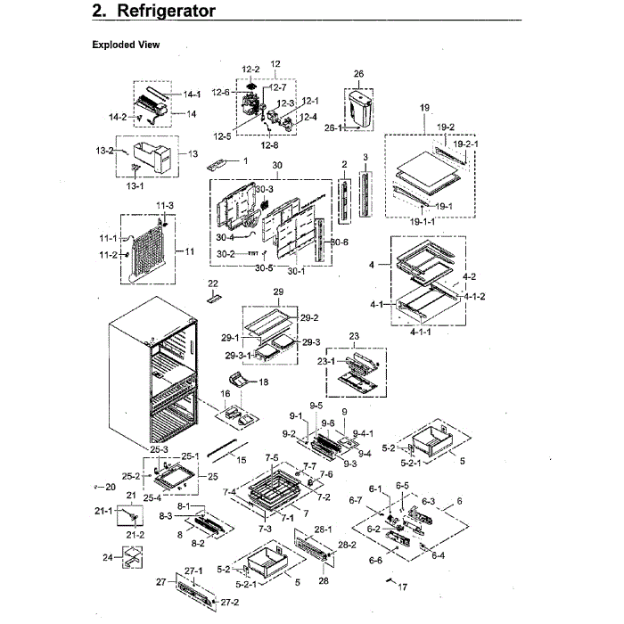 Fridge Diagram and Parts List for RF23M8570SR AA-00 Samsung Refrigerator