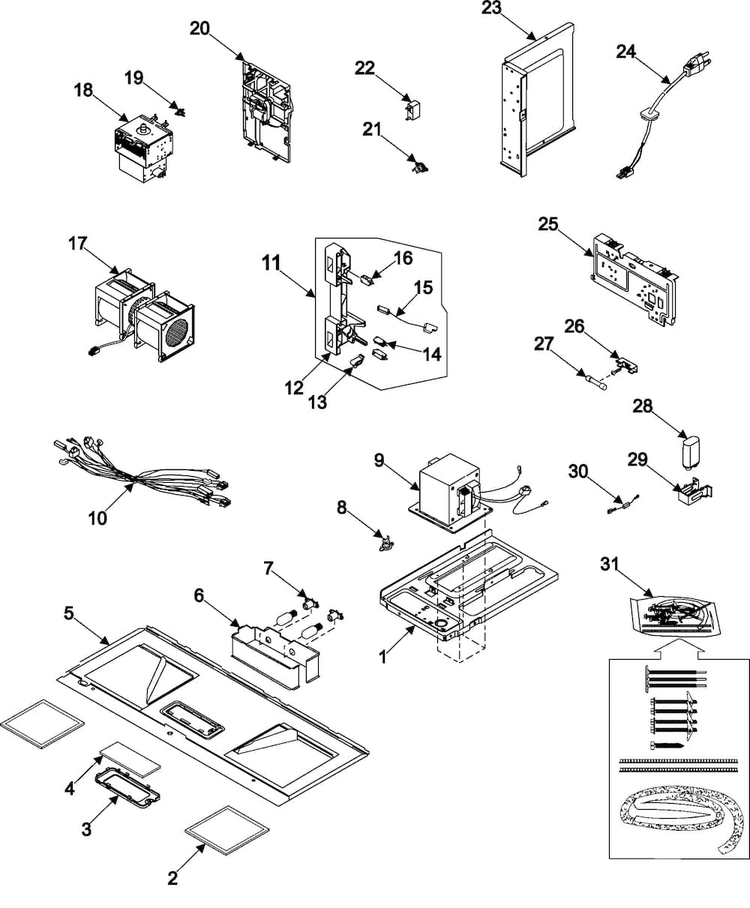Internal Controls/latch Asy/base Diagram and Parts List for SMH6140CB XAA Samsung Microwave