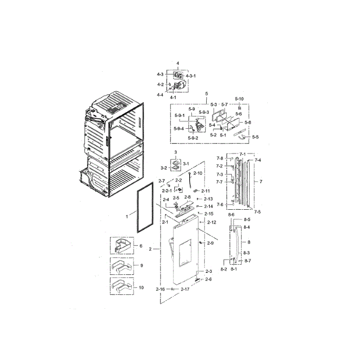 Left Refrigerator Door Diagram and Parts List for RF28HMEDBSG AA-00 Samsung Refrigerator