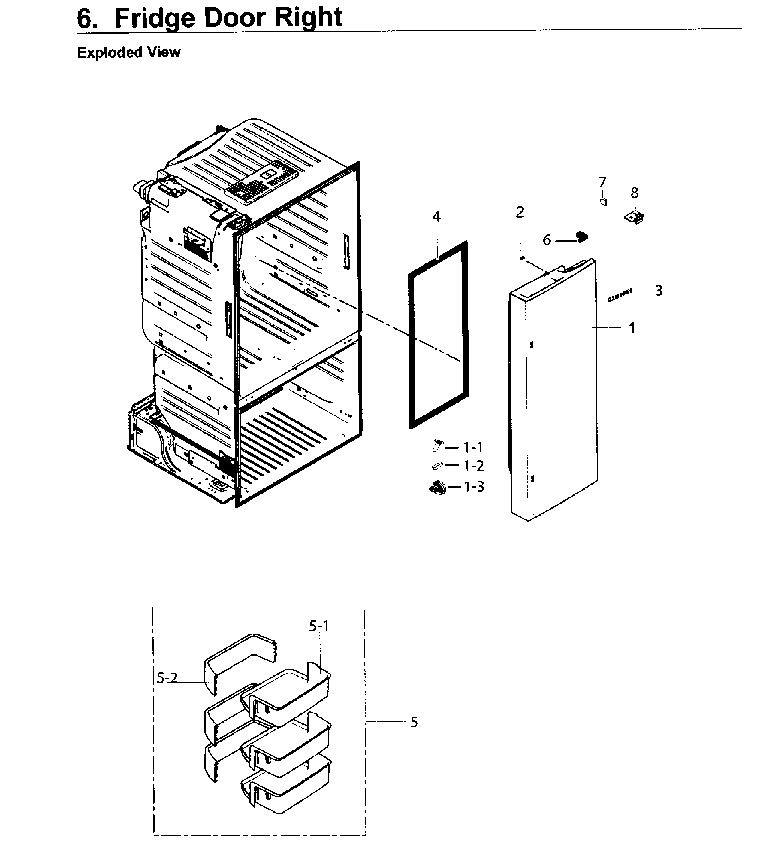Fridge Door R Diagram and Parts List for RF26J7500WW AA-0000 Samsung Refrigerator
