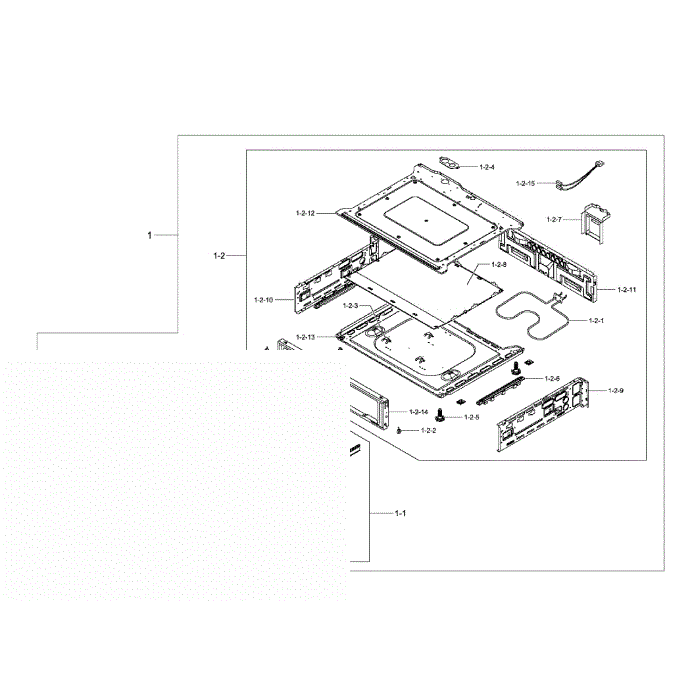 Drawer Assembly Diagram and Parts List for NE58F9710WS AA-00 Samsung Range