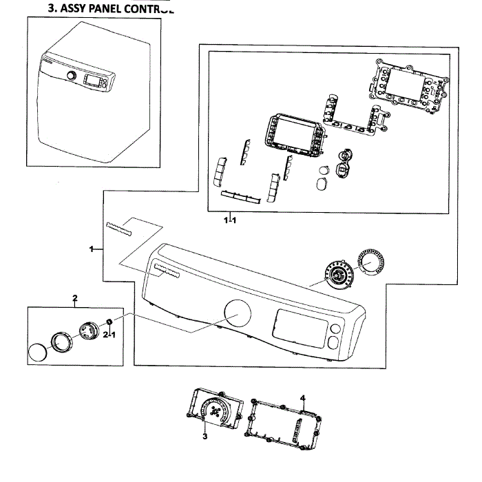 Control Panel Diagram and Parts List for DV511AGR XAA-01 Samsung Dryer