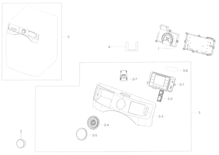 Control Panel Diagram and Parts List for WF45K6500AW A2-0000 Samsung Washer