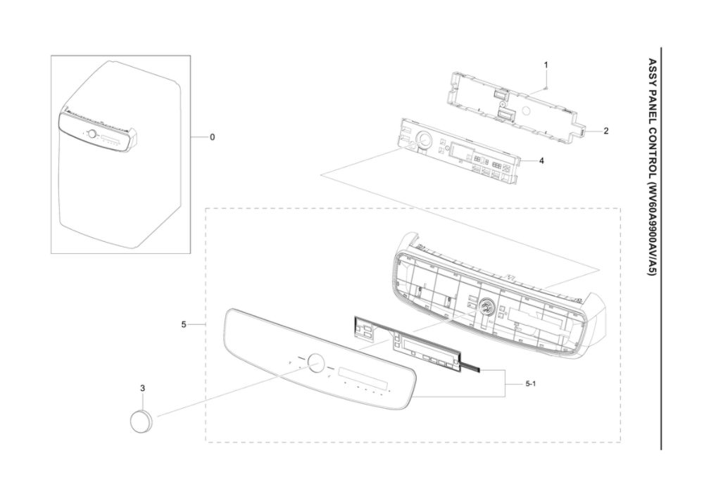 Control Panel Assembly Diagram and Parts List for WV60A9900AV A5-00 Samsung Washer
