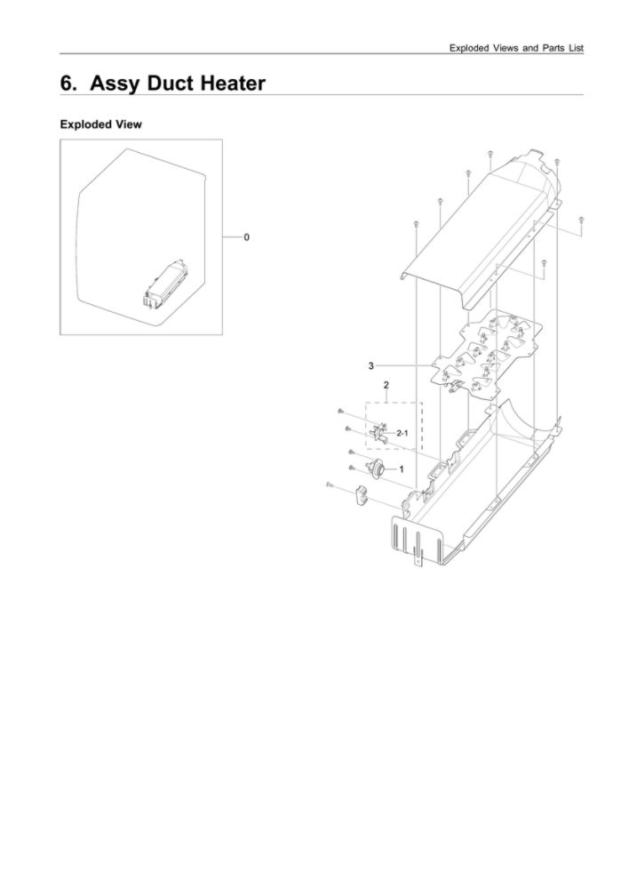 Duct Heater Parts Diagram and Parts List for DVE45R6100P A3-00 Samsung Dryer