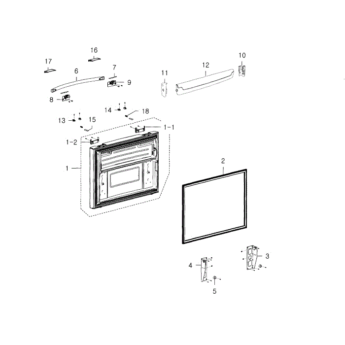 Freezer Door Diagram and Parts List for RFG237AAPN XAA-01 Samsung Refrigerator