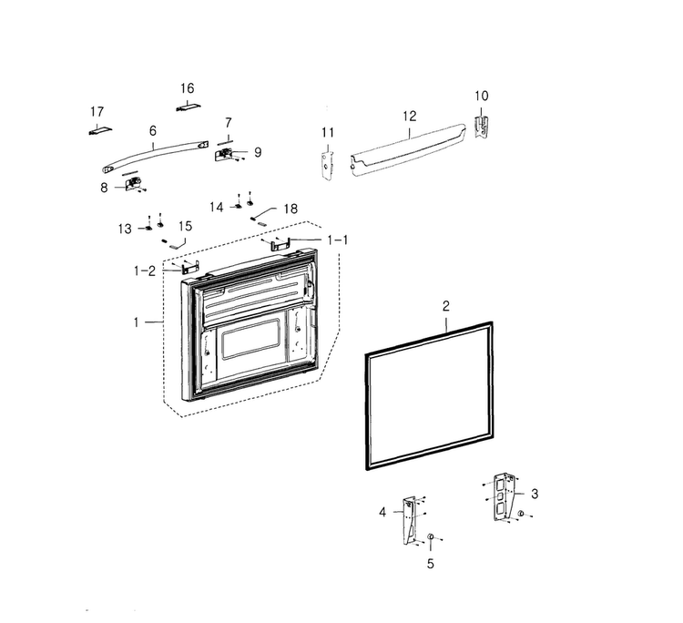 Freezer Door Diagram and Parts List for RFG237AABP XAA-0001 Samsung Refrigerator