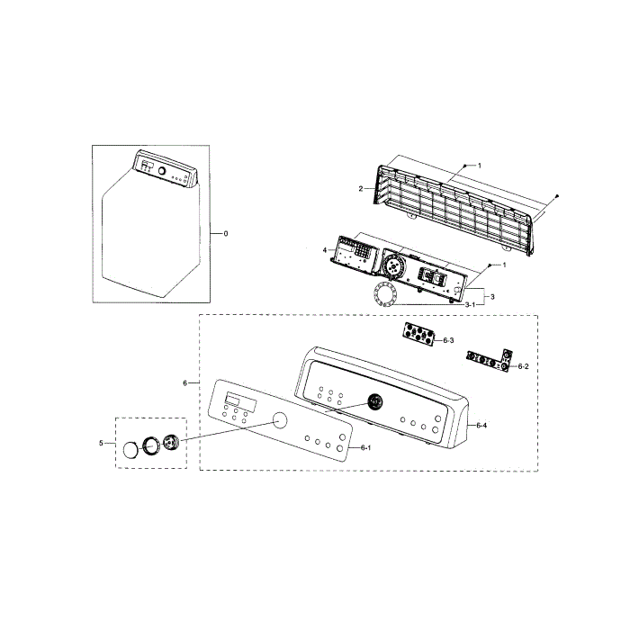 Control Panel Diagram and Parts List for DV5471AEW XAA-00 Samsung Dryer