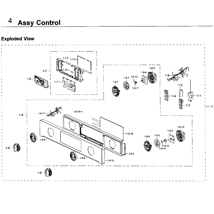 Control Diagram and Parts List for NV51K7770SS AA-00 Samsung Wall Oven