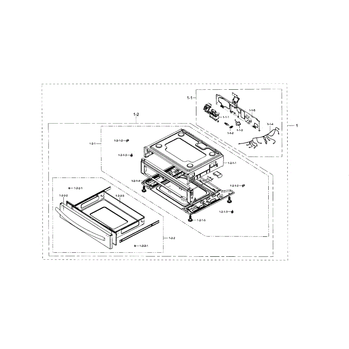 Drawer Diagram and Parts List for NX583G0VBWW AA-01 Samsung Range