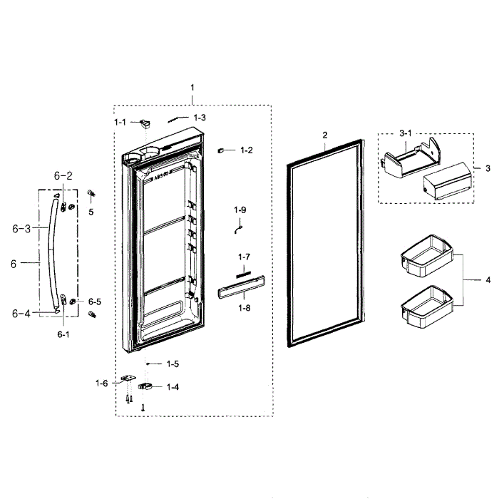 Right Door Diagram and Parts List for RFG293HARS XAA-03 Samsung Refrigerator