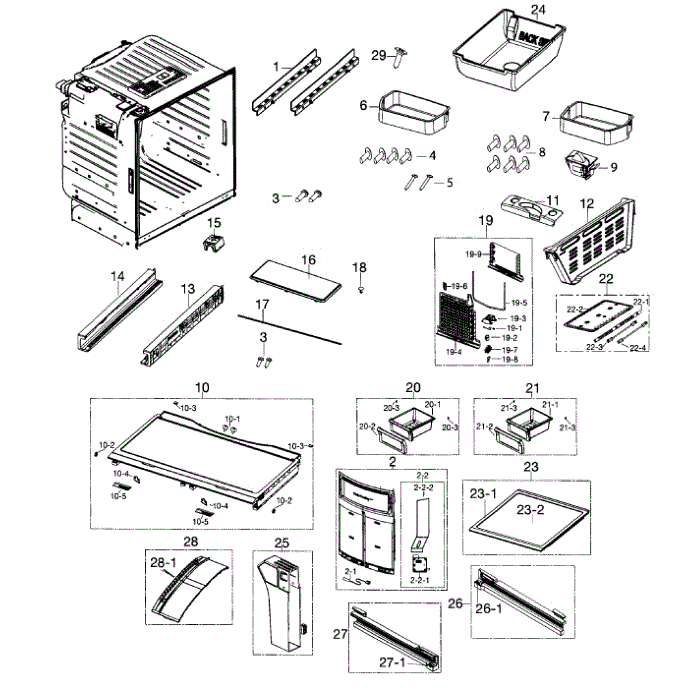Fridge Diagram and Parts List for RF26HFENDSR AA-00 Samsung Refrigerator
