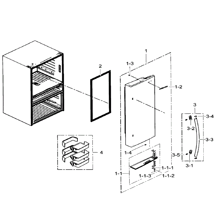 Right Door Diagram and Parts List for RF31FMEDBWW AA-02 Samsung Refrigerator