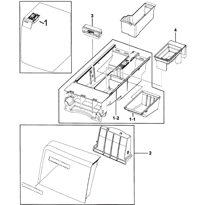 Drawer Diagram and Parts List for WF448AAP XAA-00 Samsung Washer