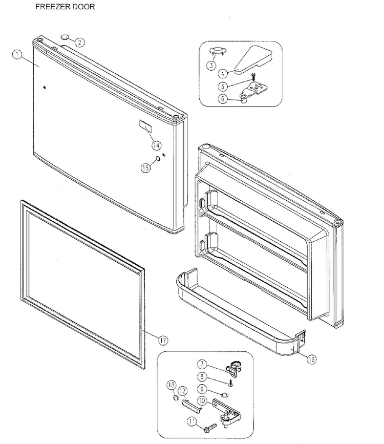 Freezer Door Diagram and Parts List for 11161219610  Kenmore Refrigerator