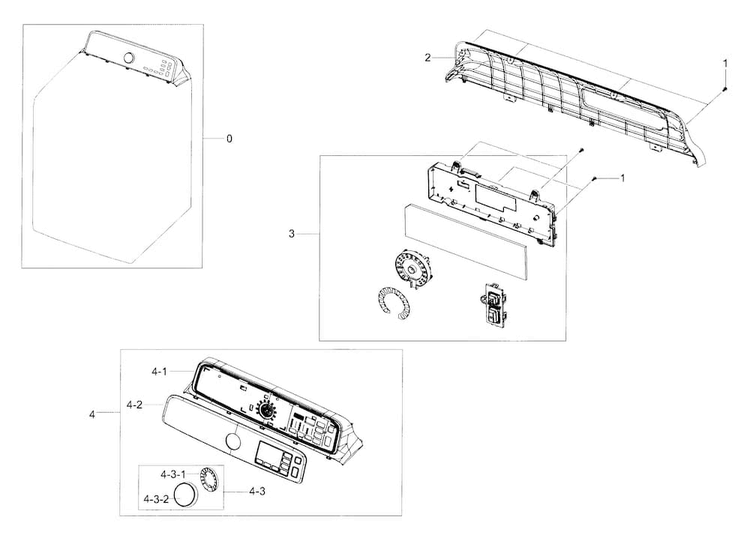 Control Panel Diagram and Parts List for DV48J7700EW A2-0000 Samsung Dryer