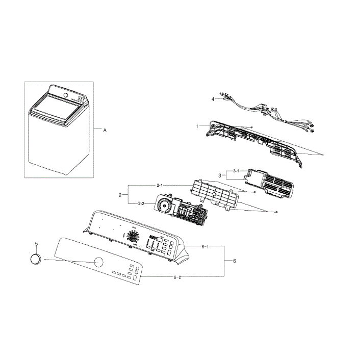 Control Panel Diagram and Parts List for WA456DRHDWR AA-02 Samsung Washer