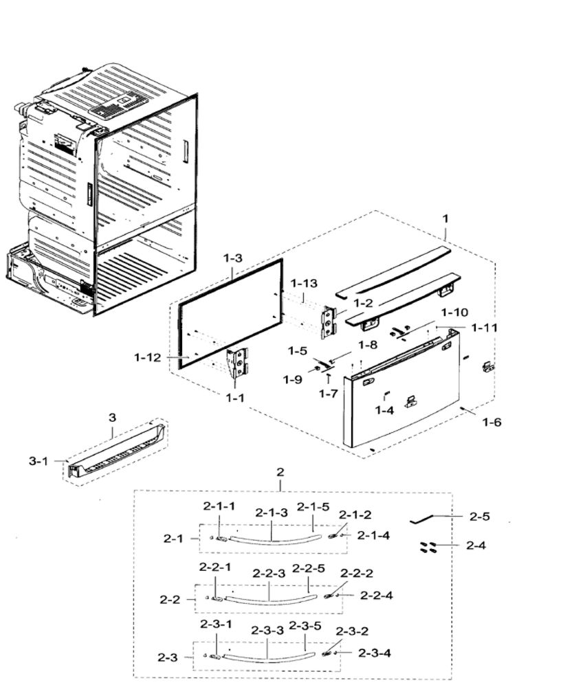 Freezer Door Diagram and Parts List for RF28HFEDTBC AA-09 Samsung Refrigerator