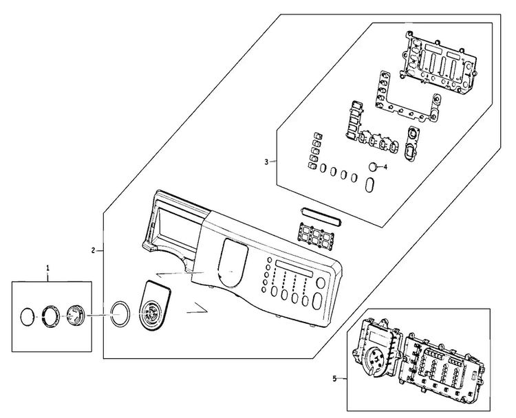 Control Panel Diagram and Parts List for WF410ANR XAA Samsung Washer