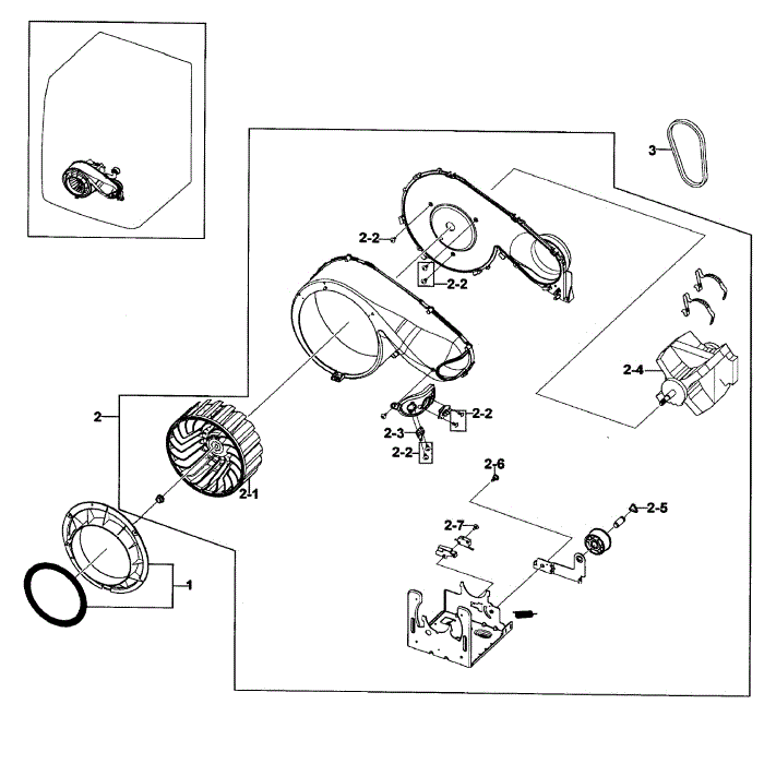Motor Assembly Diagram and Parts List for DV419AGW XAA-02 Samsung Dryer