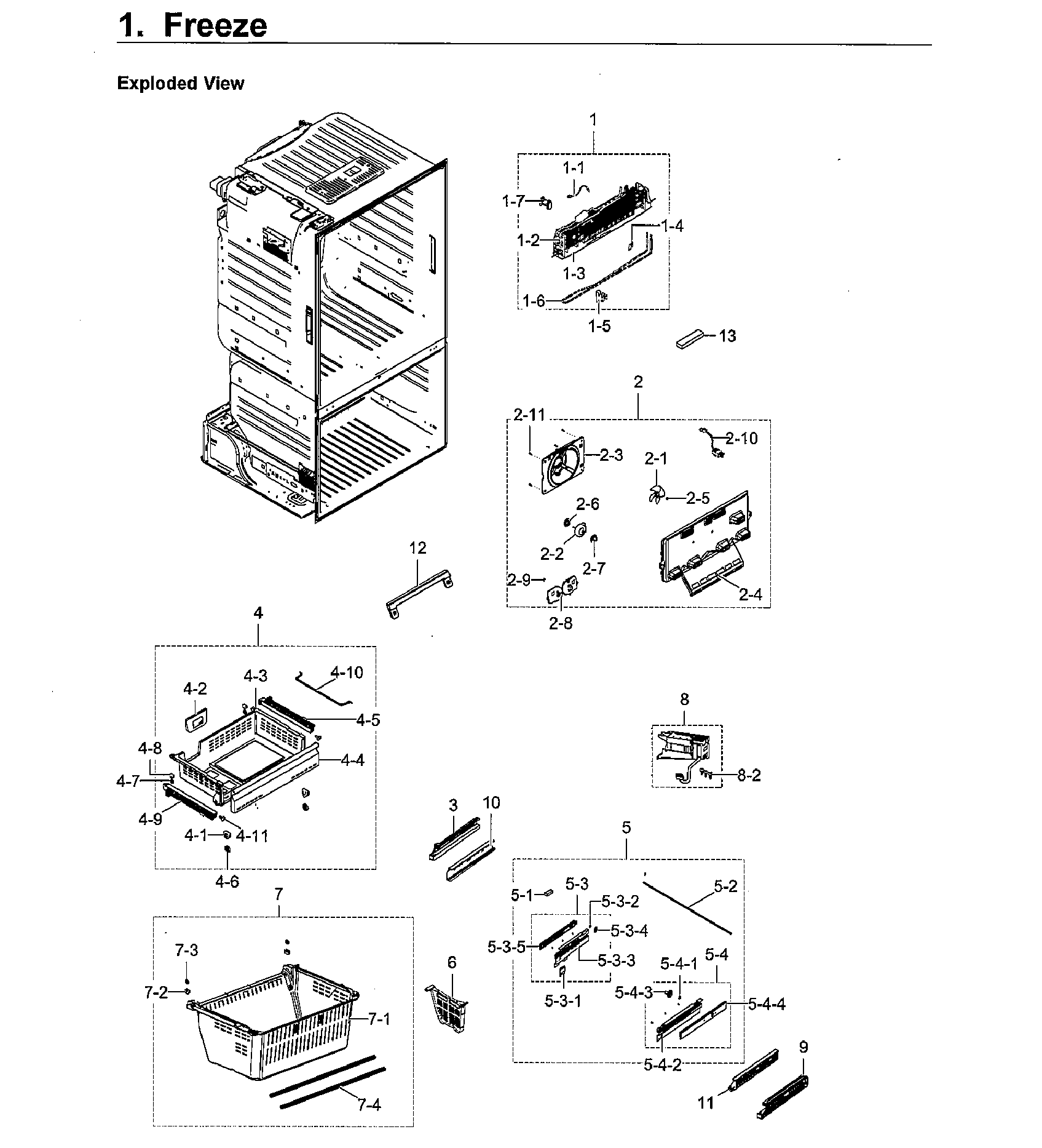 Freezer Diagram and Parts List for RF23HCEDBWW AA-0012 Samsung Refrigerator