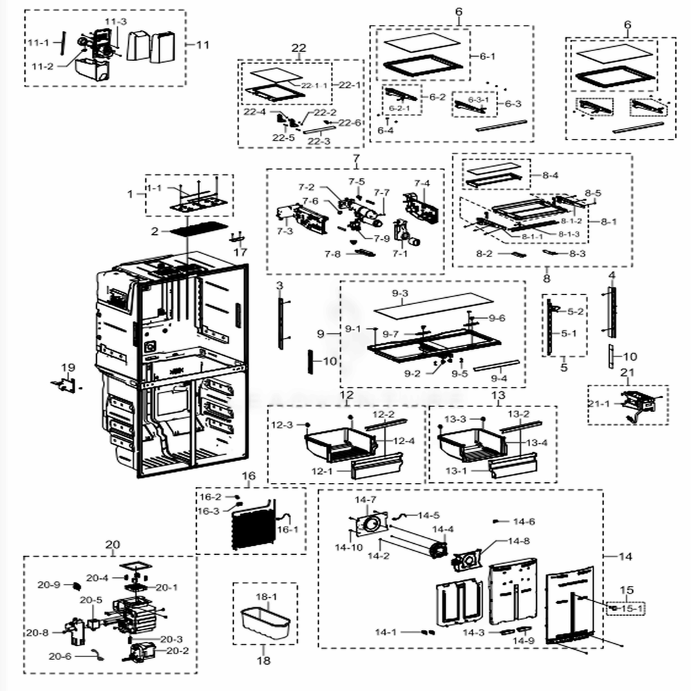 Fridge Diagram and Parts List for RF23J9011SG (AA)(0009) Samsung Refrigerator